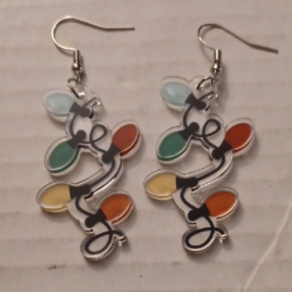 4/$60 New Colourful Christmas Acrylic Light Bulb Earrings